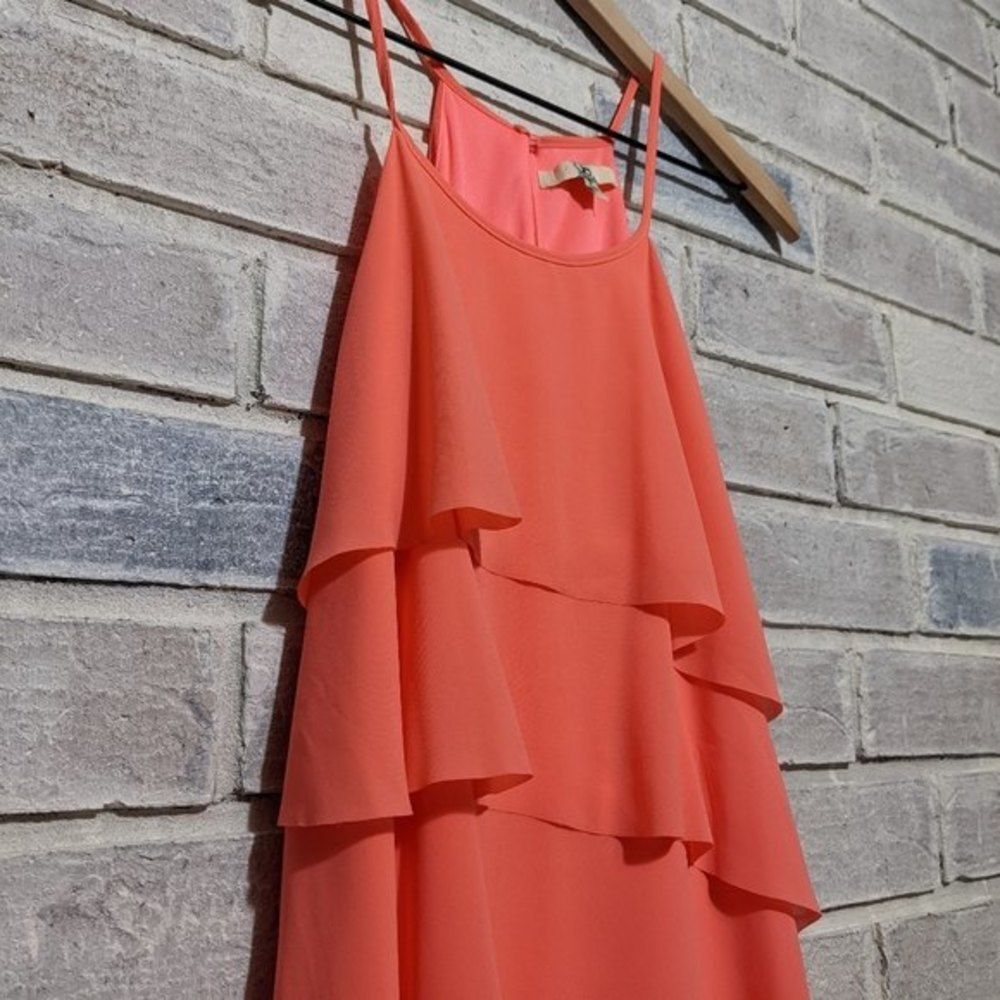 Ya Los Angeles Pink tiered trapeze‎ dress chiffon sz S - Picture 4 of 7